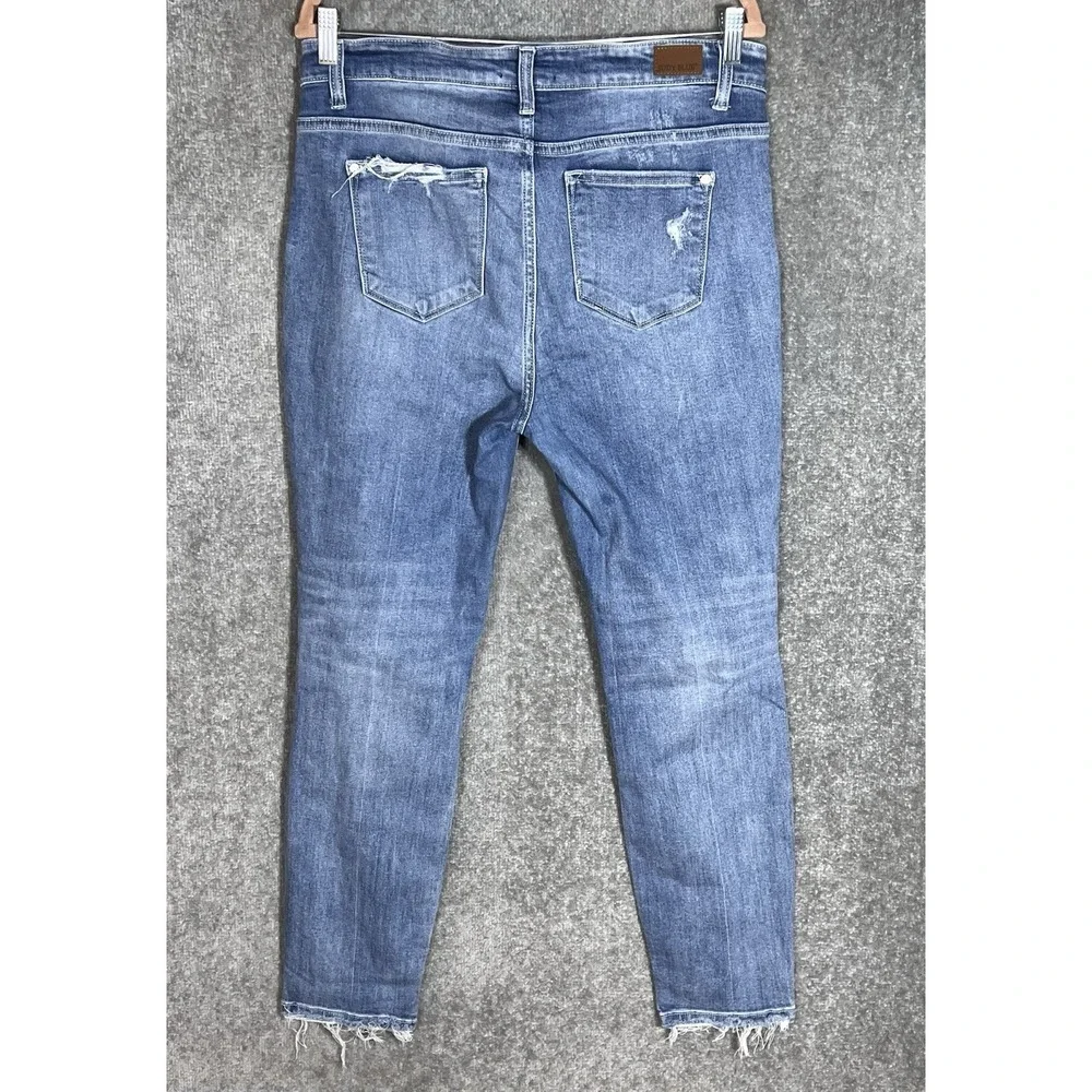 Judy Blue Boyfriend Fit Button Fly Jeans Juniors Sz 9/29 Blue Distressed Stretch